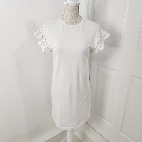 All Saints Dresses & Skirts - All Saints Dress Womens XS White Trixi Ruffle Eyelet Sleeves Mini Resortwear